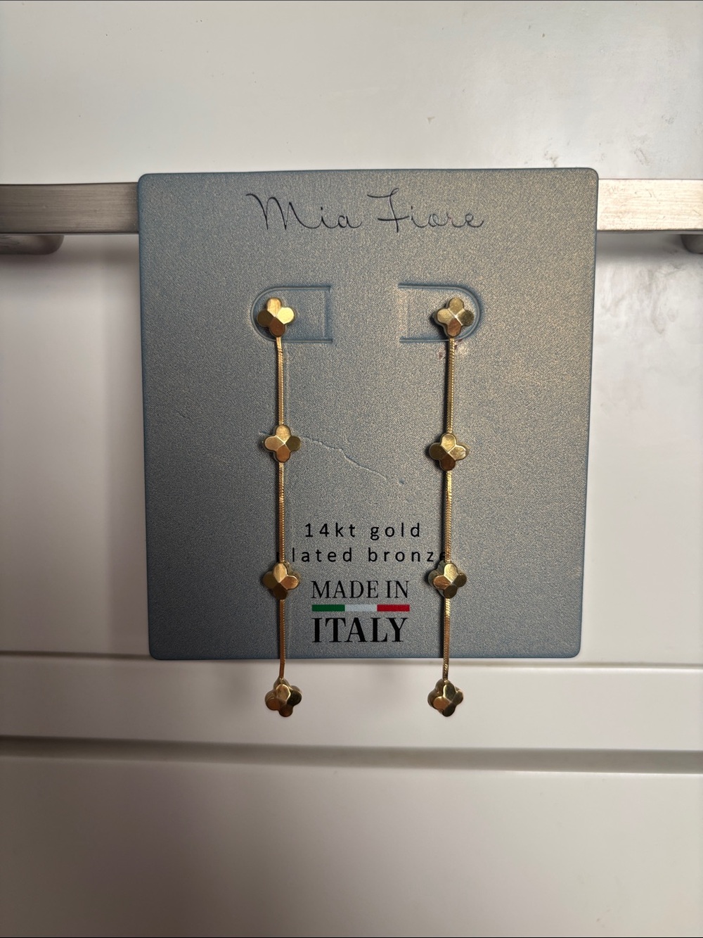 Mia Fiore 14kt Gold-Plated Bronze Drop Clover Earrings